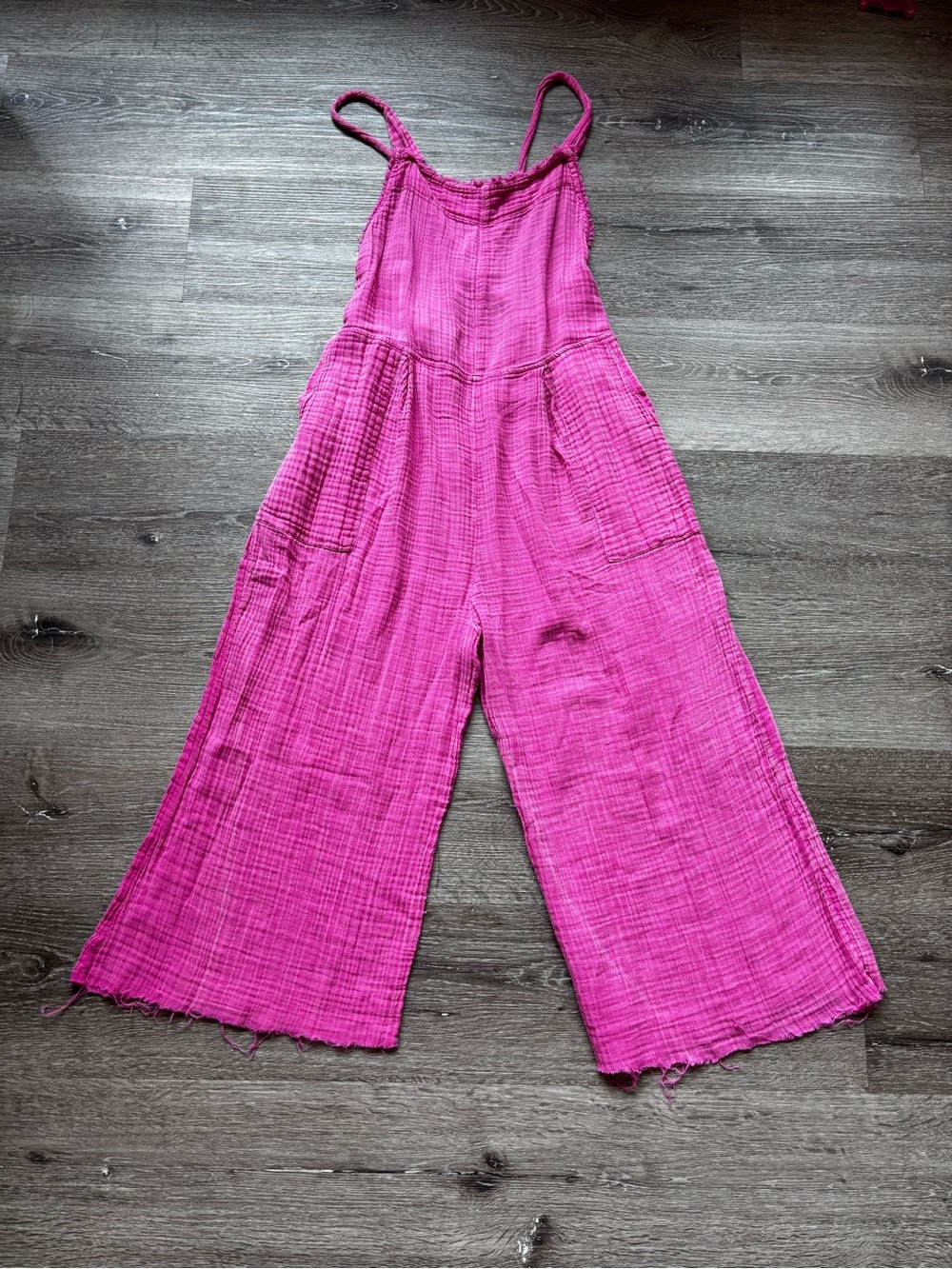 Free People Pink Gauze Wide-Leg Jumpsuit